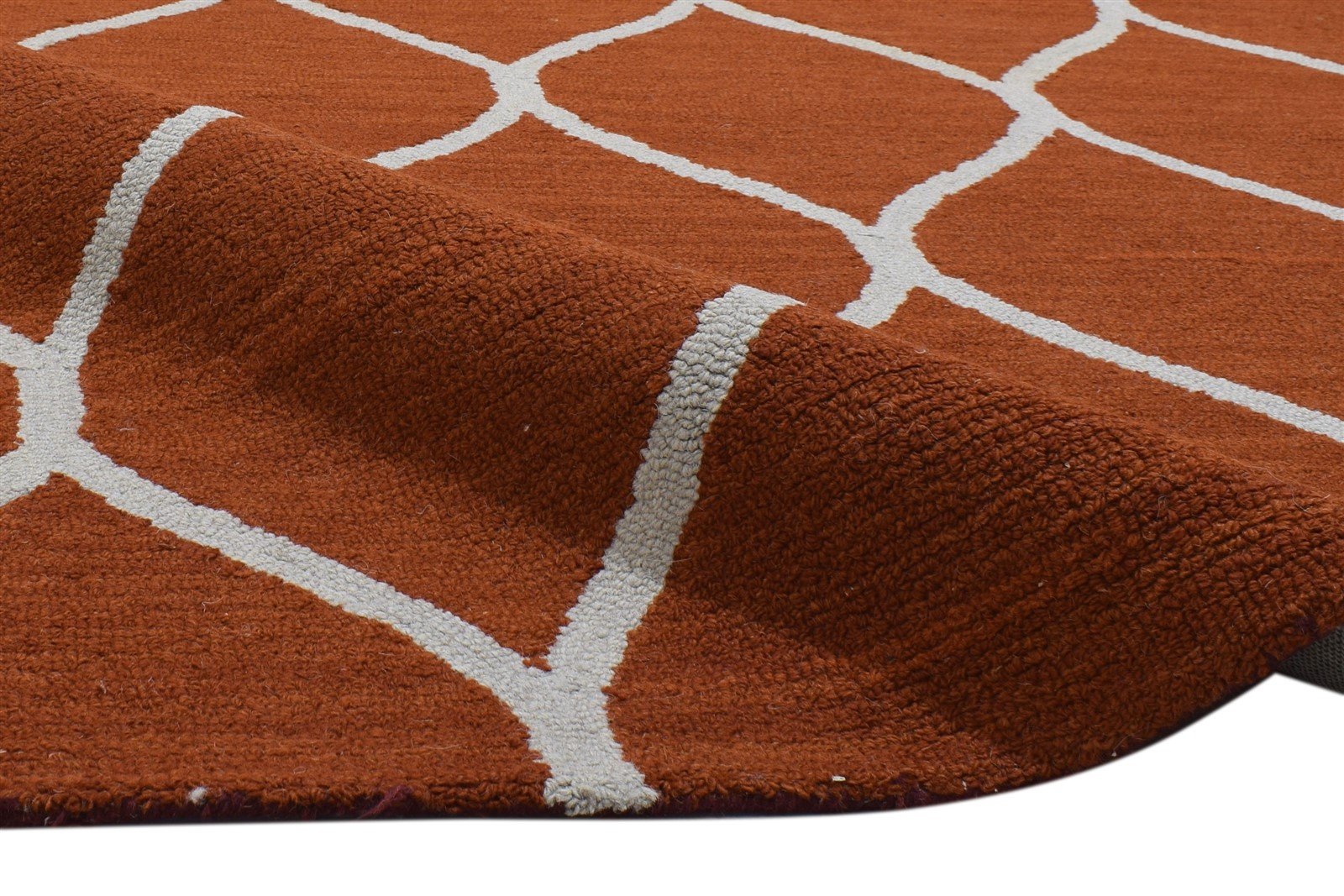 5' X 7' Rug Wool Red Modern Hand Tufted Moroccan Trellis Room Size Carpet 7860706246805