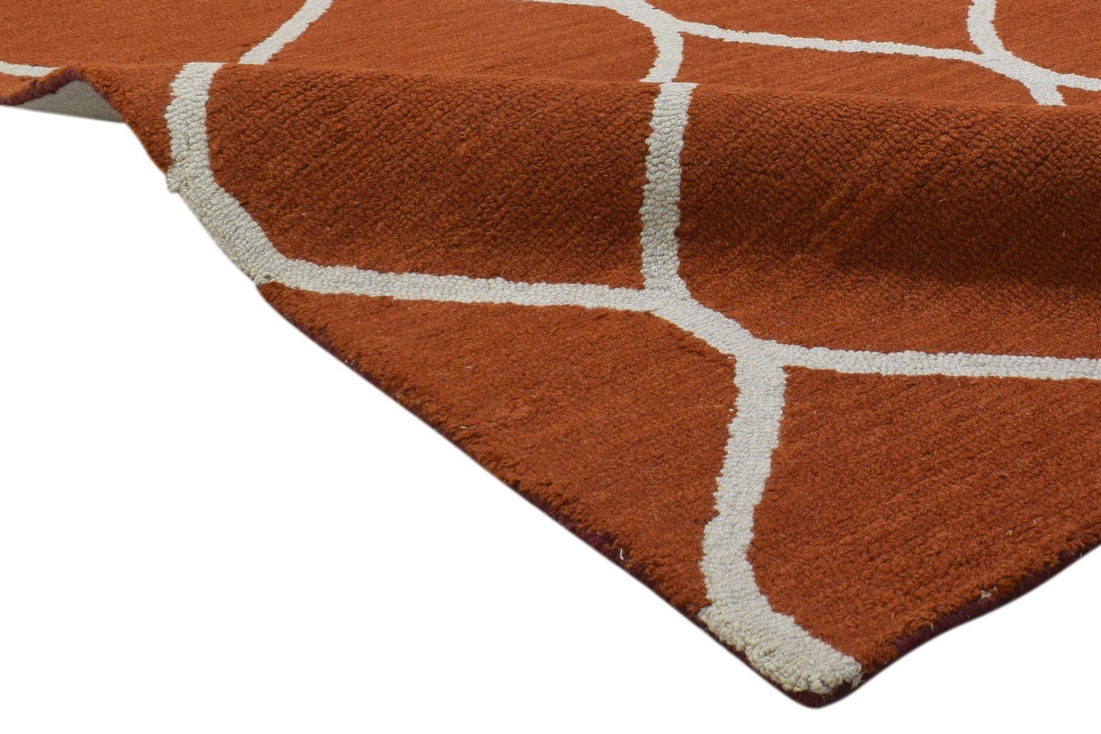 5' X 7' Rug Wool Red Modern Hand Tufted Moroccan Trellis Room Size Carpet 7860706246805