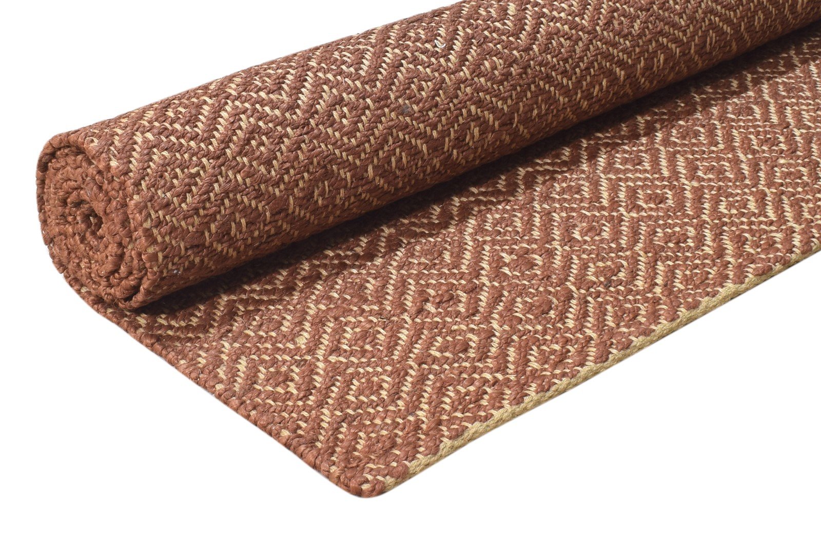 5' X 8' Rug Jute Brown Modern Dhurrie Bohemian Diamond Room Size Carpet 7864471060629