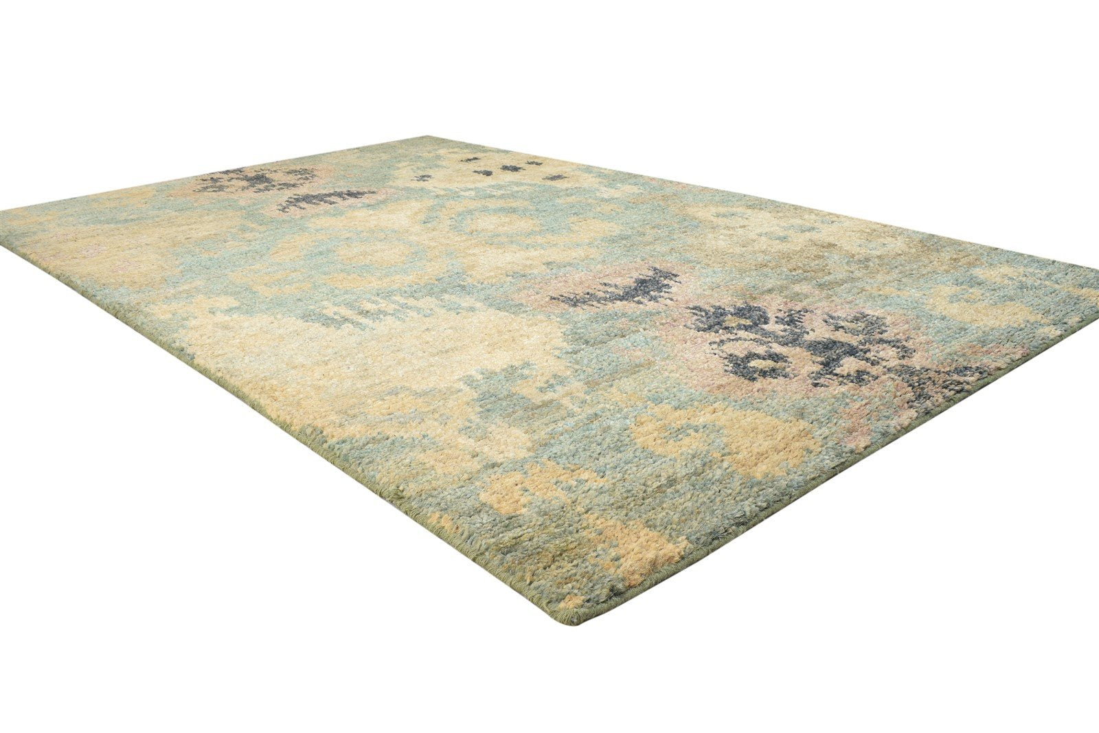 5' X 8' Rug Jute Green Persian Hand Knotted Oriental Ikat Room Size Carpet 7864407490709