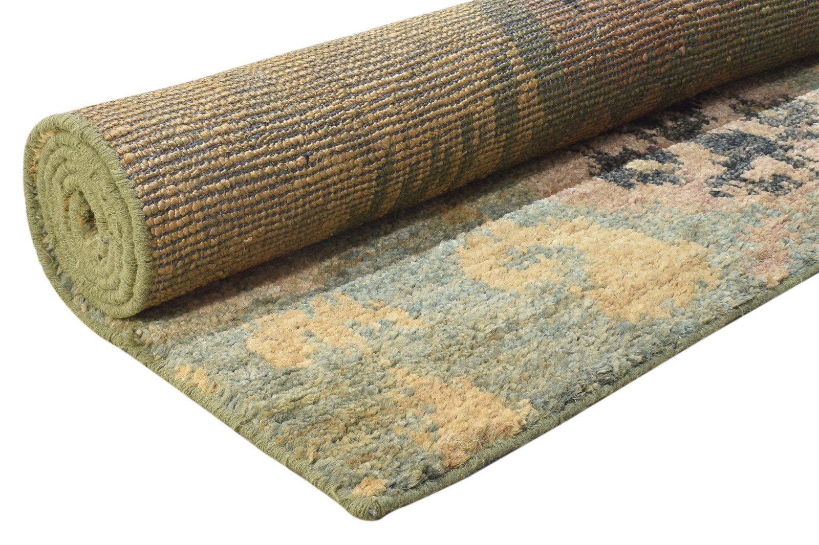 5' X 8' Rug Jute Green Persian Hand Knotted Oriental Ikat Room Size Carpet 7864407490709