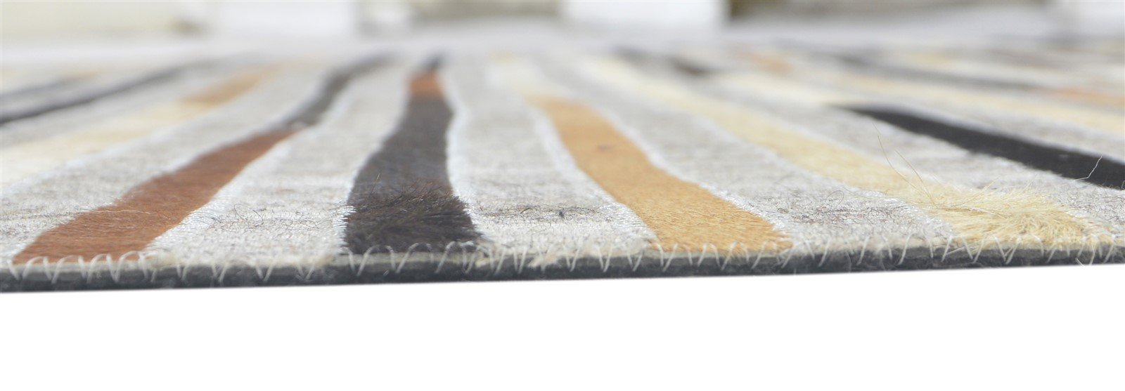 5' X 8' Rug Leather Grey Modern Hand Woven Scandinavian Striped Room Size Carpet 7860683112597