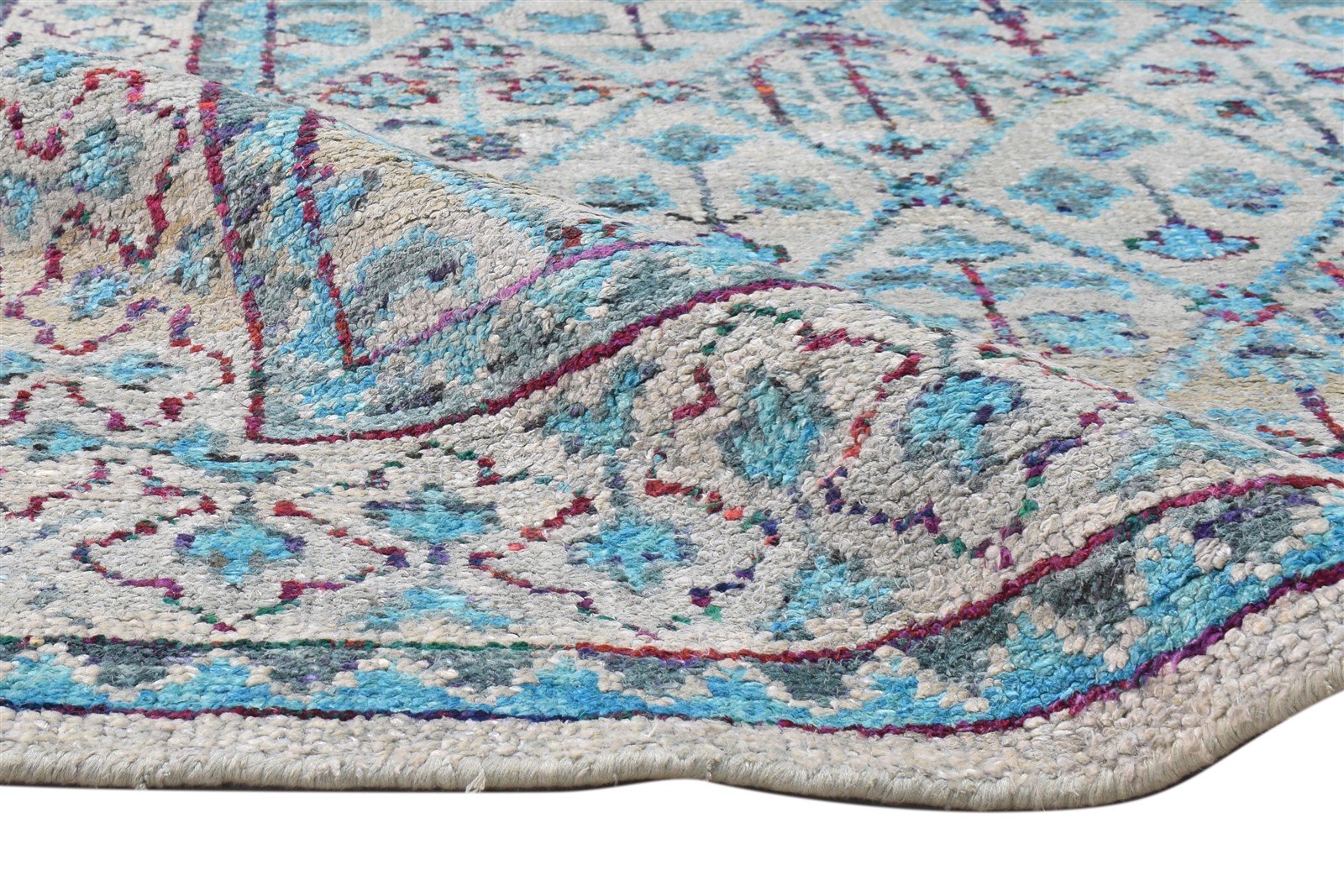 Adorne 5' X 8' Rug Silk Blue Modern Hand Knotted Bohemian Oriental 7864097996949