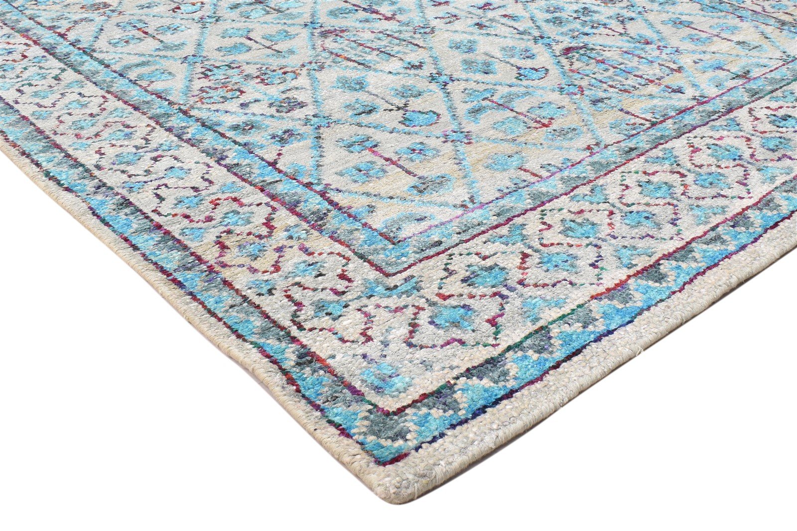 Adorne 5' X 8' Rug Silk Blue Modern Hand Knotted Bohemian Oriental 7864097996949