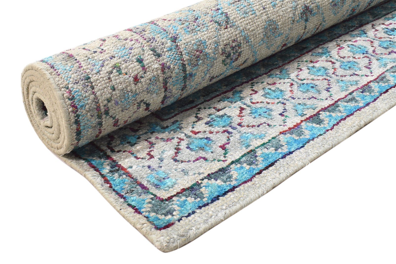 Adorne 5' X 8' Rug Silk Blue Modern Hand Knotted Bohemian Oriental 7864097996949