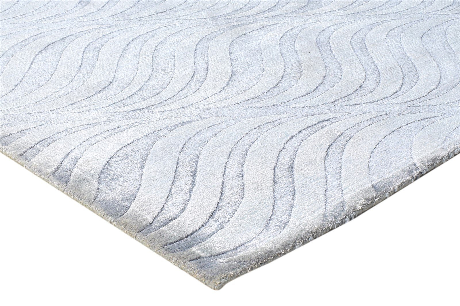 Harlie 5' X 8' Rug Silk Blue Modern Handloom Scandinavian Swirls 7864429412501