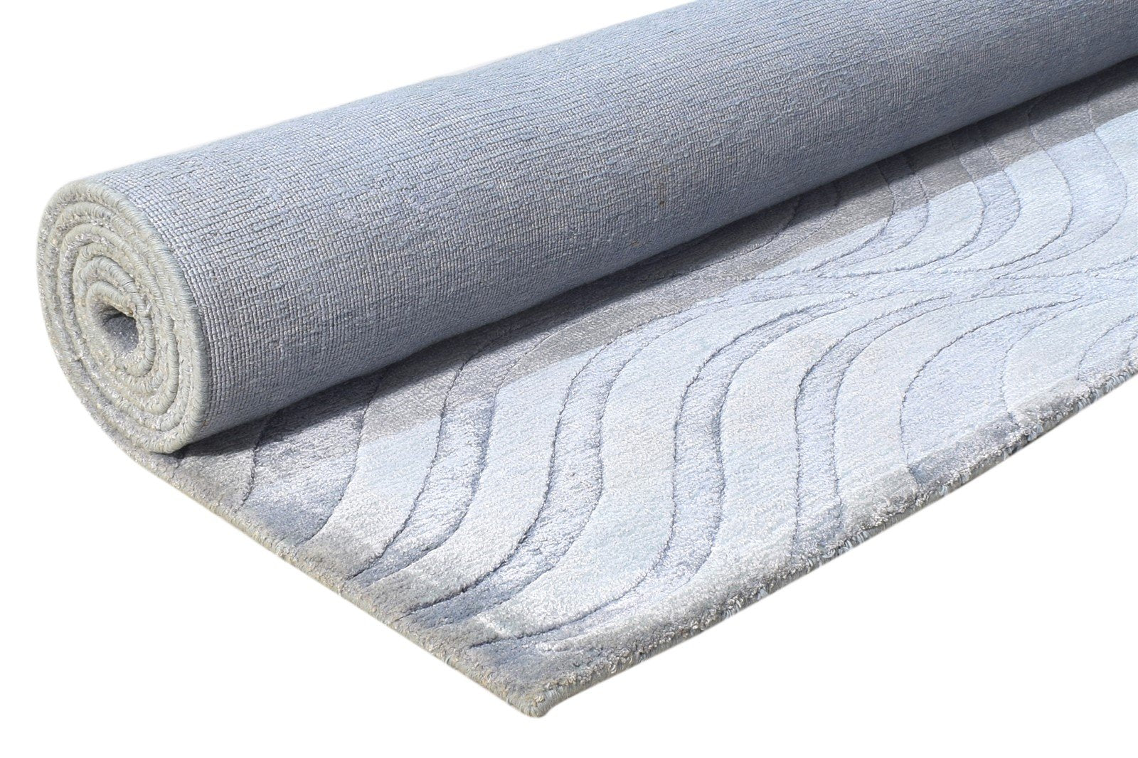 Harlie 5' X 8' Rug Silk Blue Modern Handloom Scandinavian Swirls 7864429412501