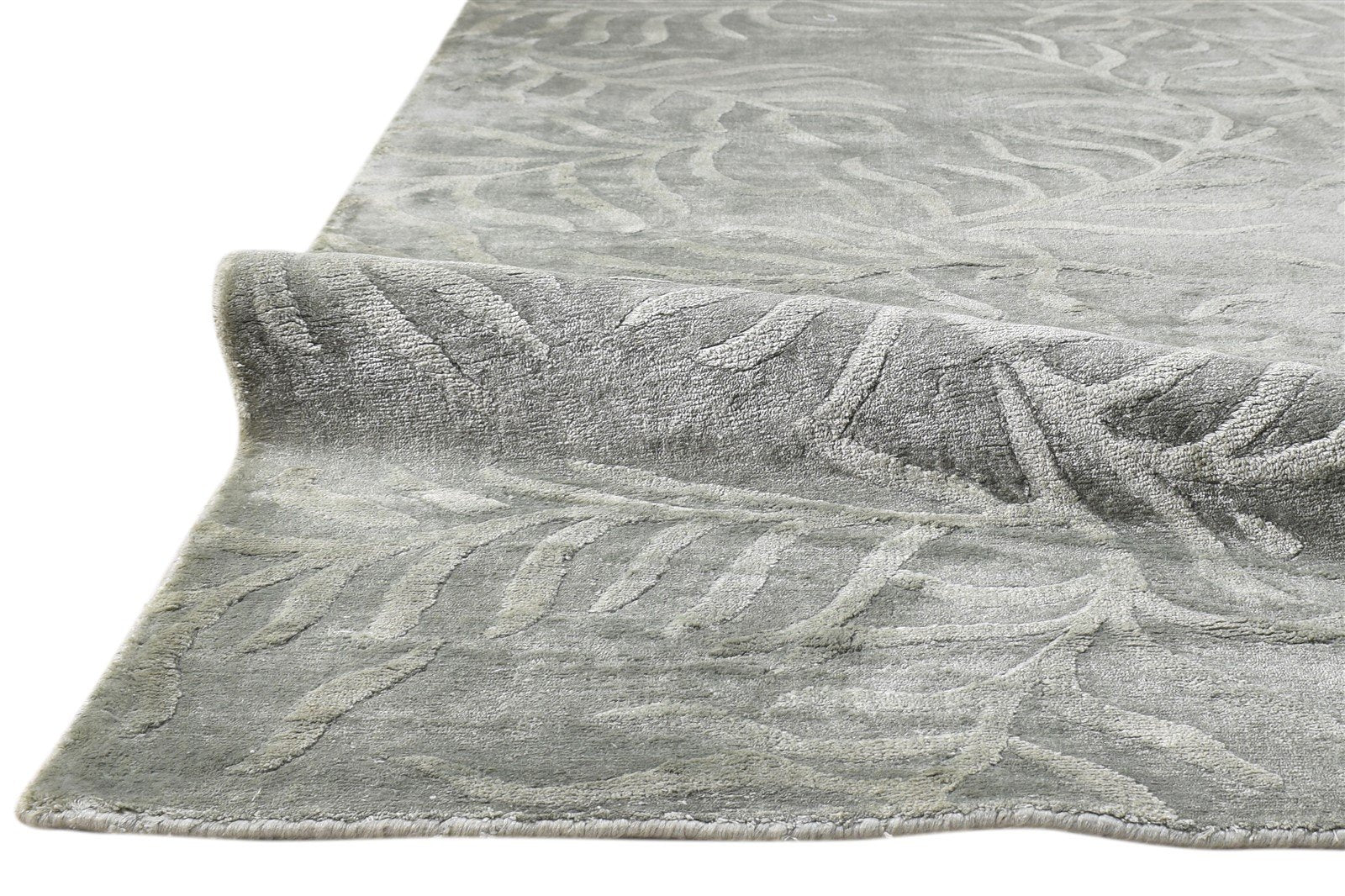 5' X 8' Rug Silk Grey Modern Handloom French Floral Room Size Carpet 7860697268373