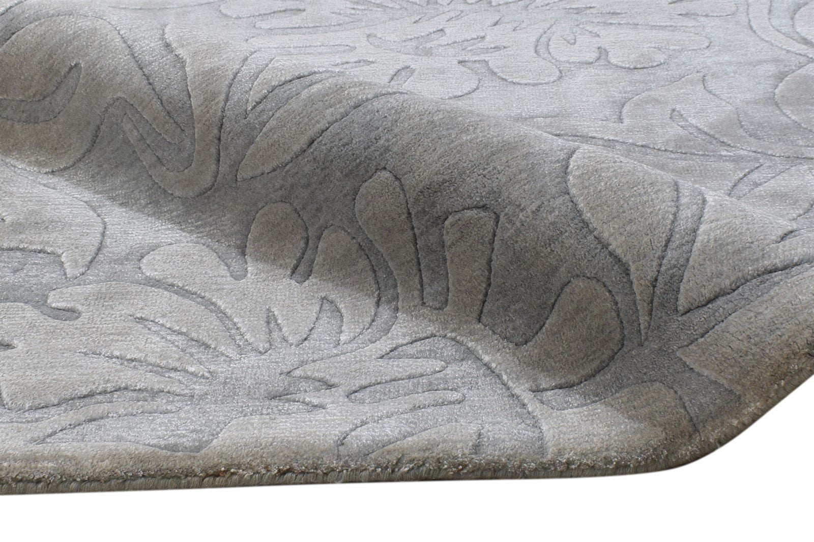 5' X 8' Rug Silk Grey Modern Handloom French Floral Room Size Carpet 7864433836181