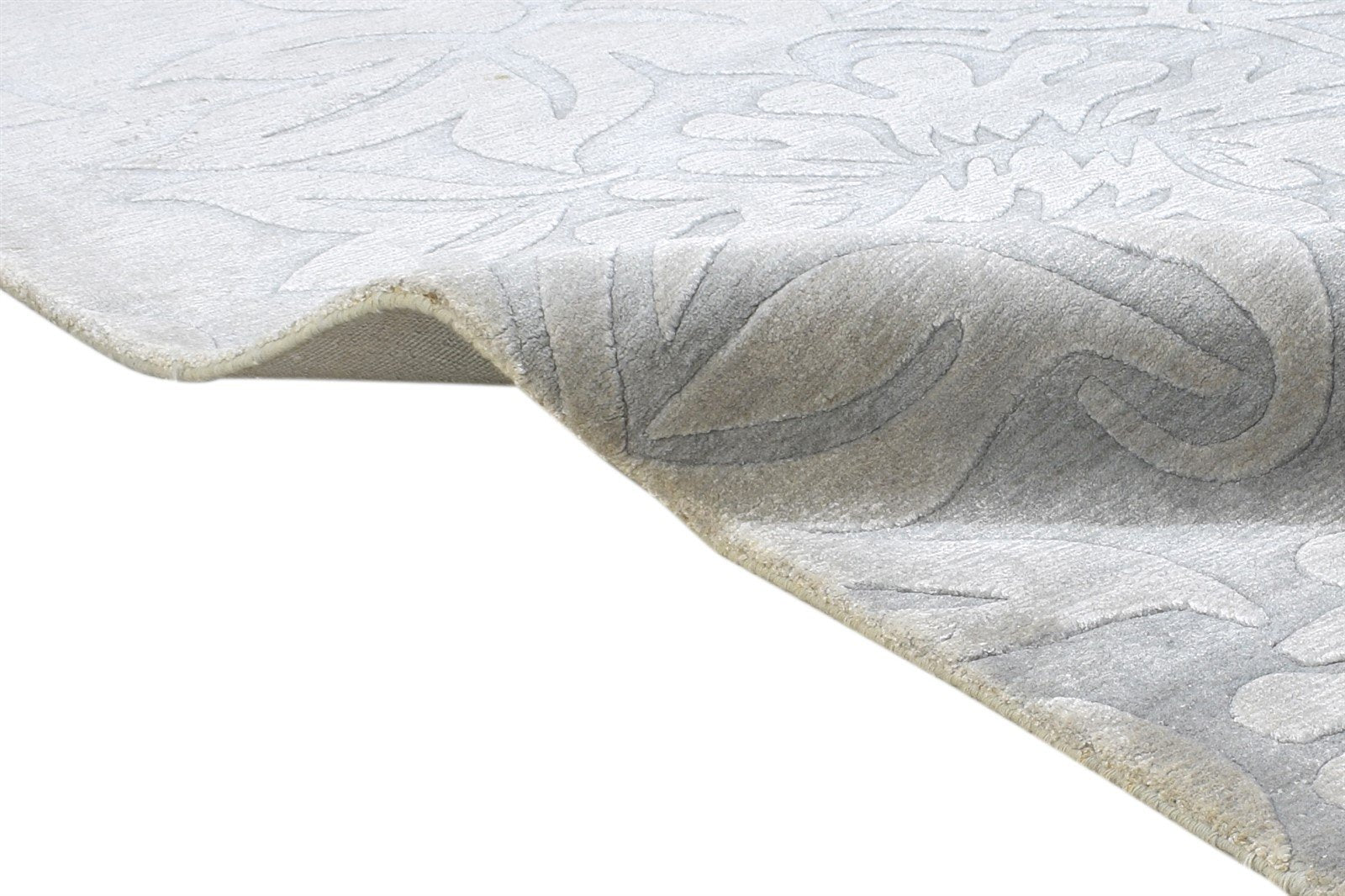 5' X 8' Rug Silk Grey Modern Handloom French Floral Room Size Carpet 7864433836181