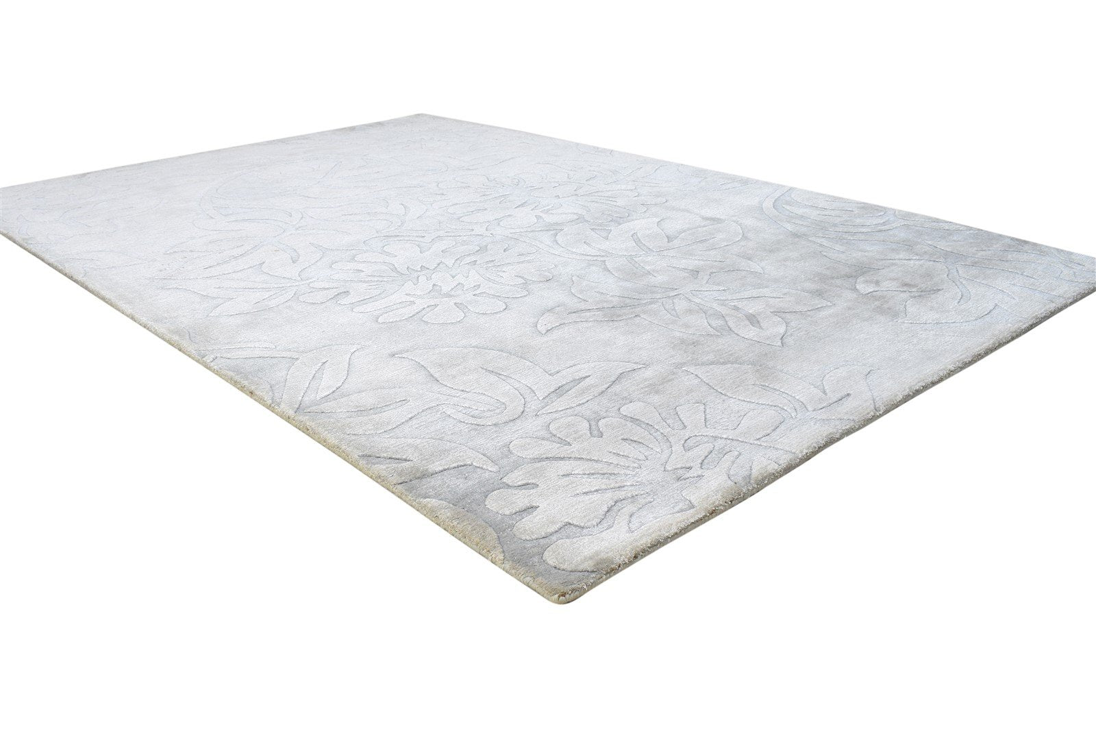 5' X 8' Rug Silk Grey Modern Handloom French Floral Room Size Carpet 7864433836181