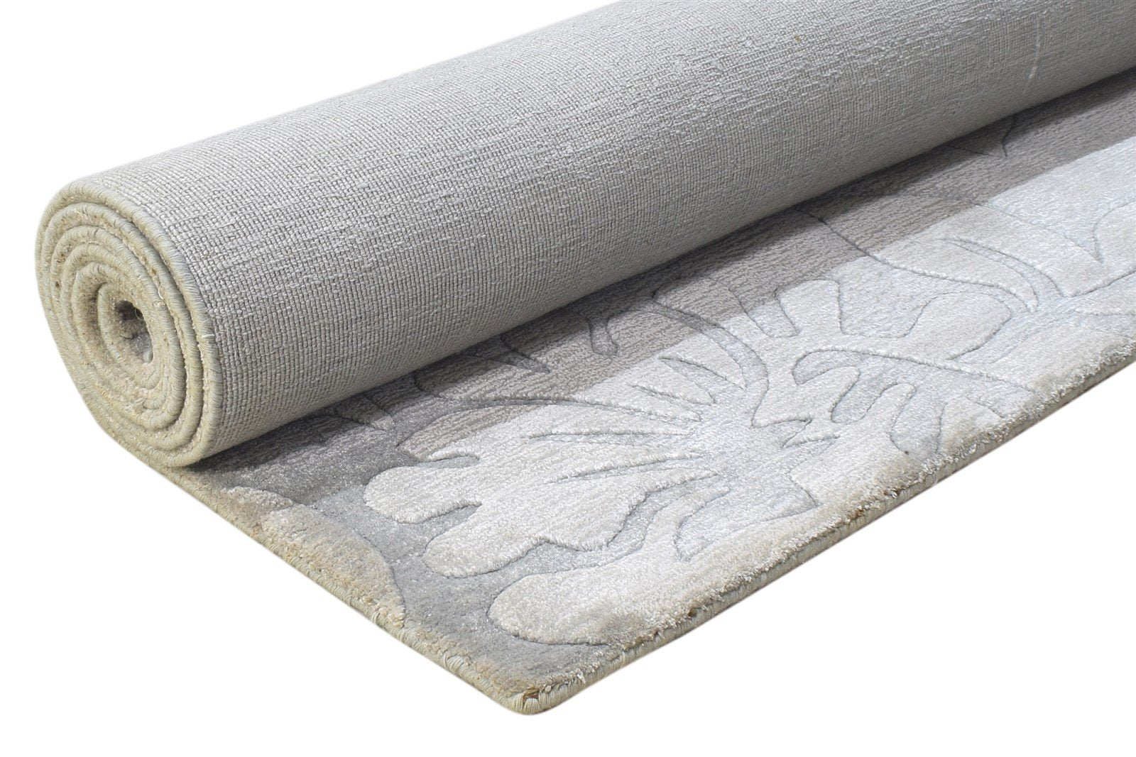5' X 8' Rug Silk Grey Modern Handloom French Floral Room Size Carpet 7864433836181