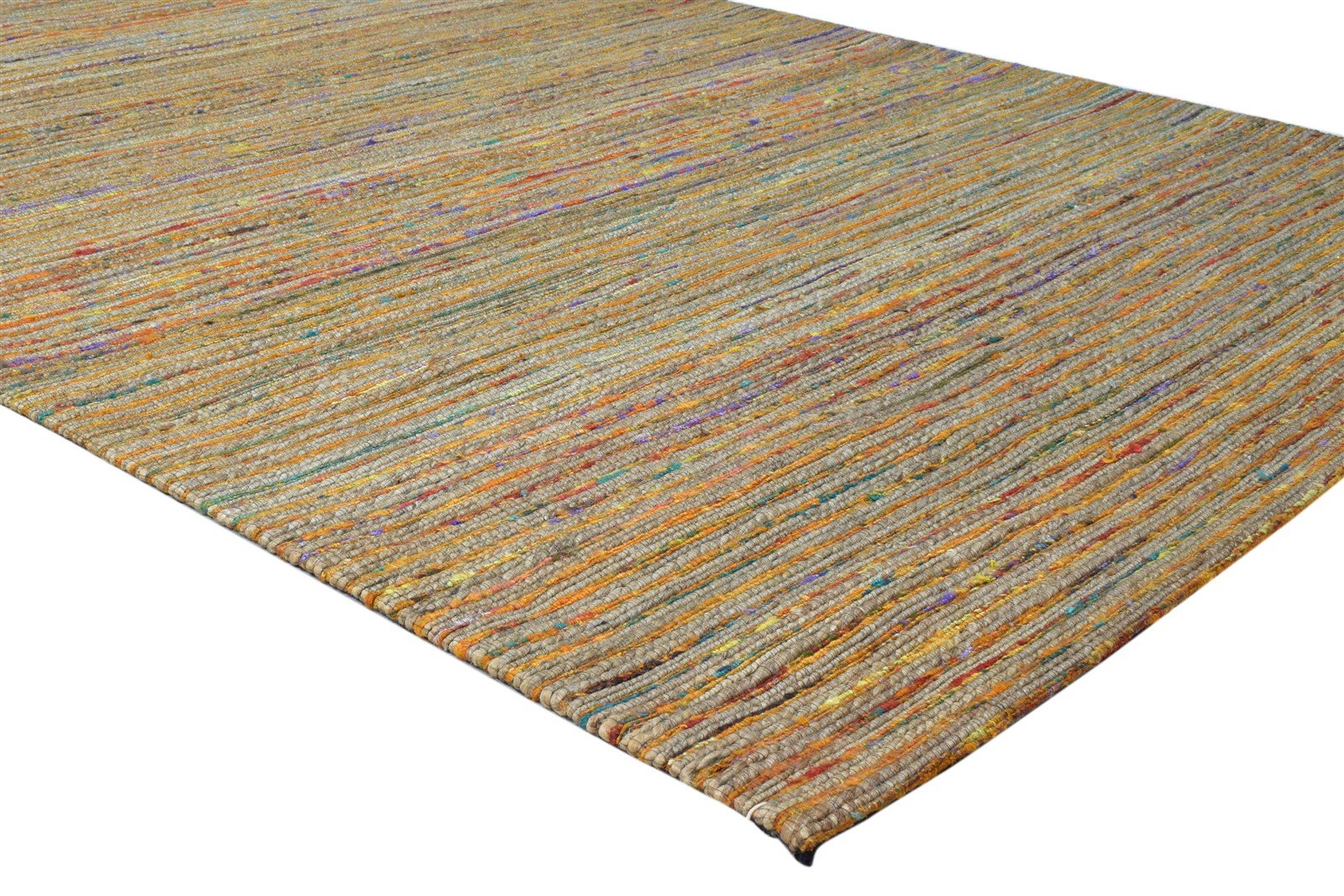 5' X 8' Rug Silk Rust Modern Hand Woven Scandinavian Striped Room Size Carpet 7860679442581