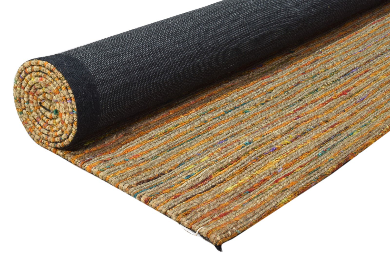 5' X 8' Rug Silk Rust Modern Hand Woven Scandinavian Striped Room Size Carpet 7860679442581