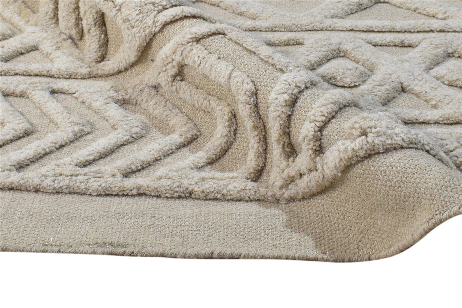 5' X 8' Rug Wool Beige Modern Dhurrie Scandinavian Nordic Room Size Carpet 7865005080725