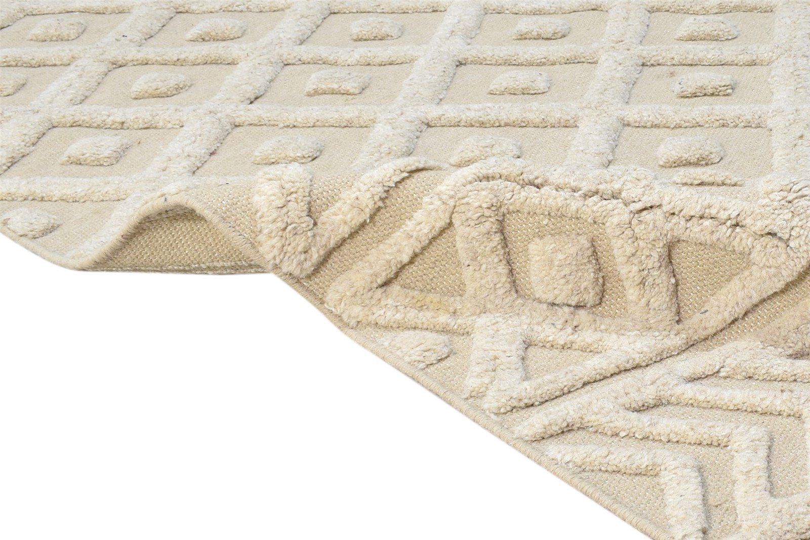 5' X 8' Rug Wool Beige Modern Dhurrie Scandinavian Nordic Room Size Carpet 7865005080725