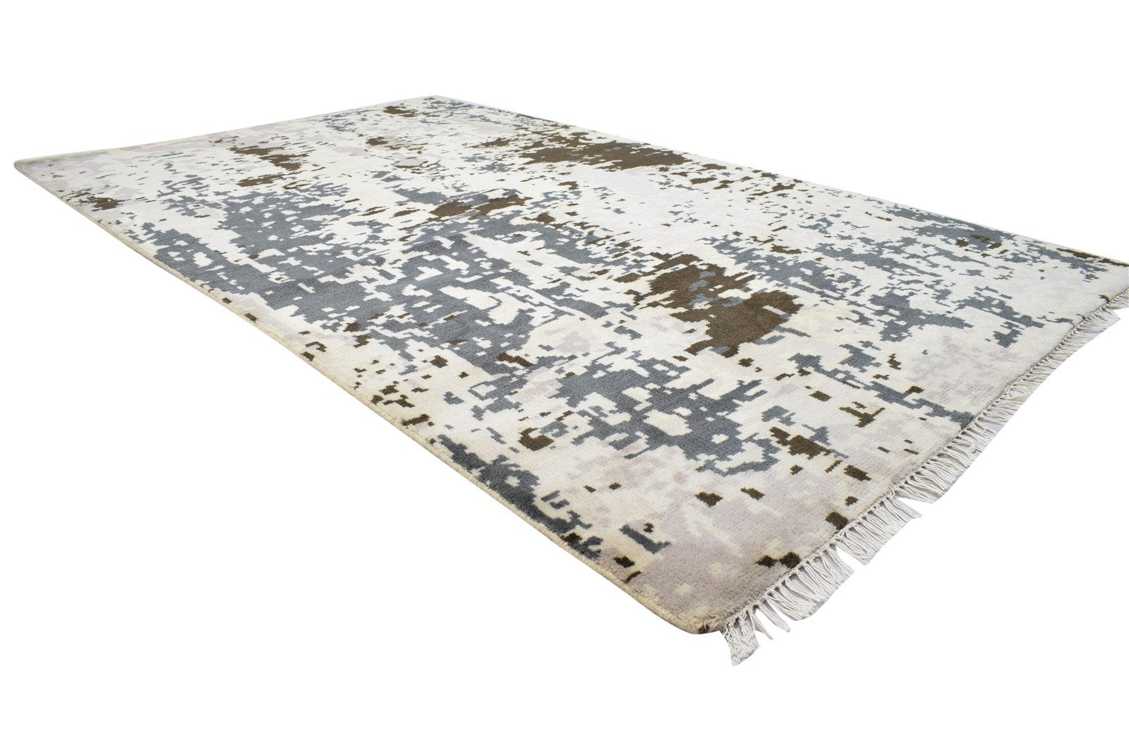 5' X 8' Rug Wool Beige Modern Hand Knotted Indian Abstract Room Size Carpet 7864088723605