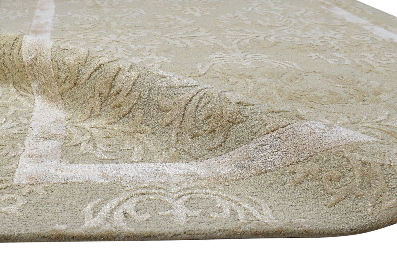 5' X 8' Rug Wool Beige Modern Hand Tufted French Floral Room Size Carpet 7864289165461