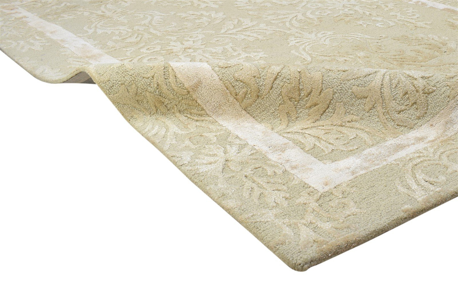 5' X 8' Rug Wool Beige Modern Hand Tufted French Floral Room Size Carpet 7864289165461