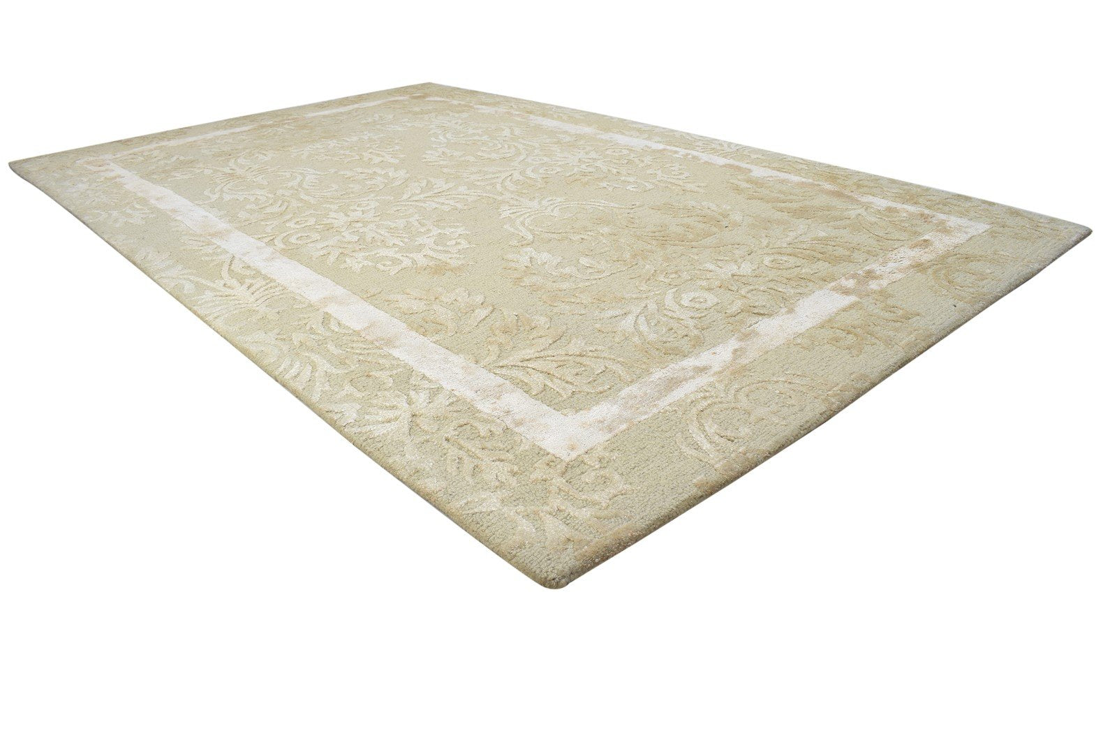 5' X 8' Rug Wool Beige Modern Hand Tufted French Floral Room Size Carpet 7864289165461