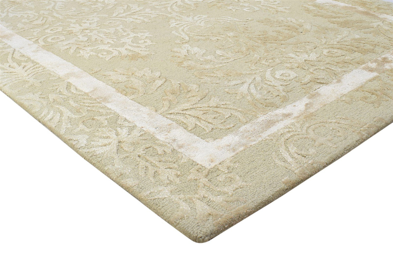 5' X 8' Rug Wool Beige Modern Hand Tufted French Floral Room Size Carpet 7864289165461