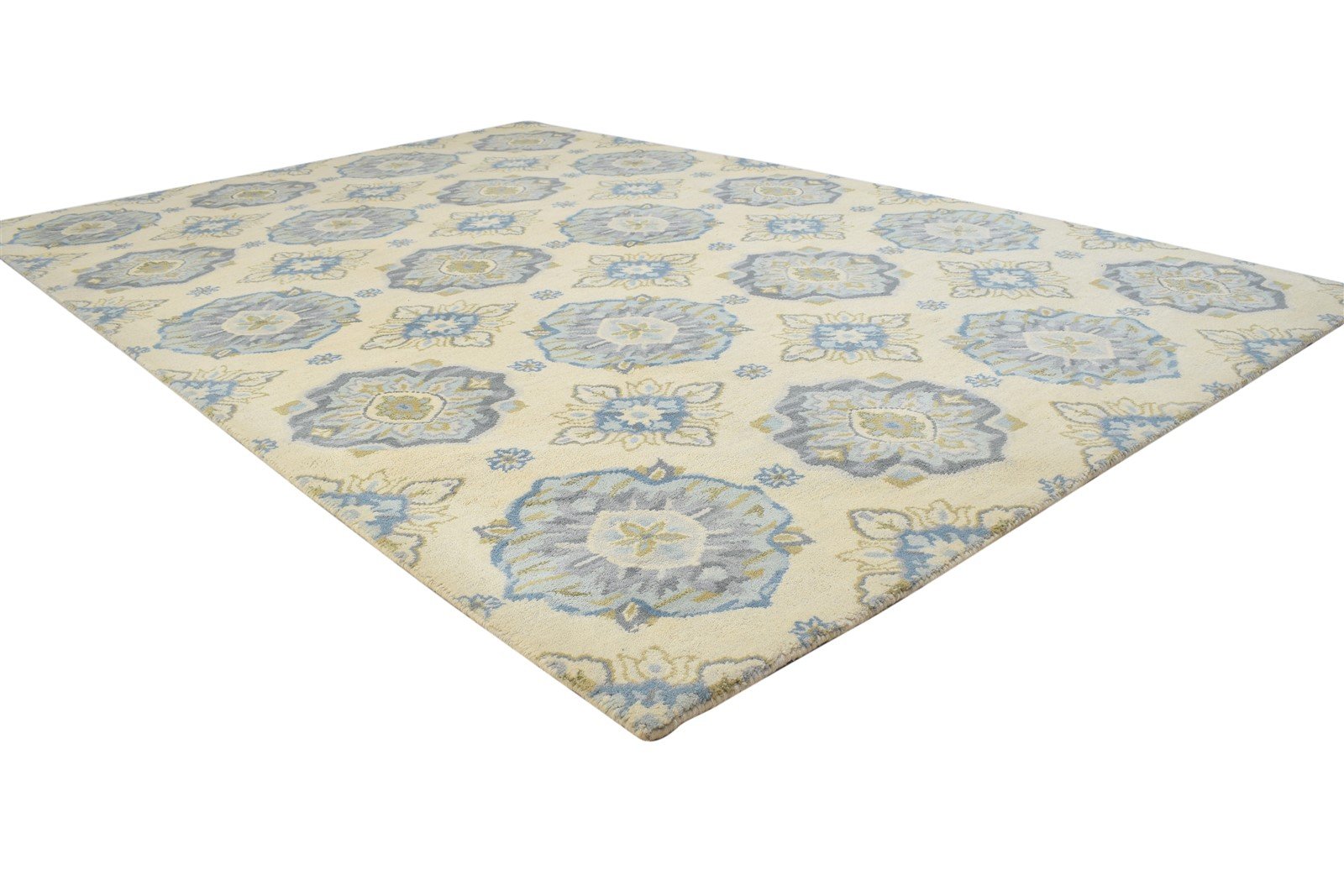 5' X 8' Rug Wool Beige Modern Hand Tufted French Trellis Room Size Carpet 7864330125461