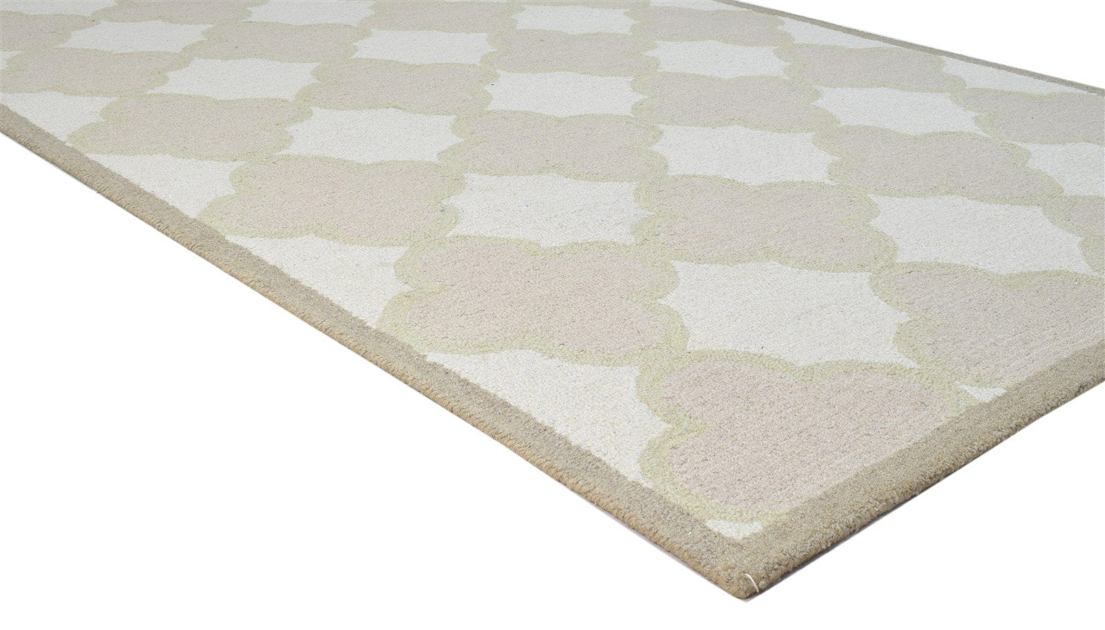 5' X 8' Rug Wool Beige Modern Hand Tufted Moroccan Trellis Room Size Carpet 7860685242517