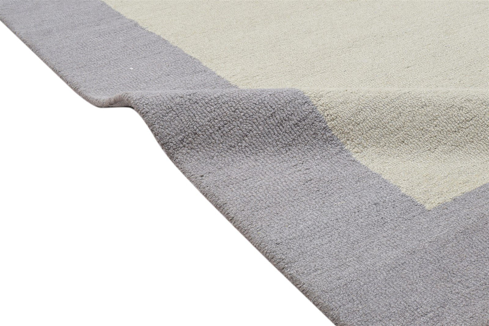 5' X 8' Rug Wool Beige Modern Hand Tufted Scandinavian Bordered Room Size Carpet 7864096948373