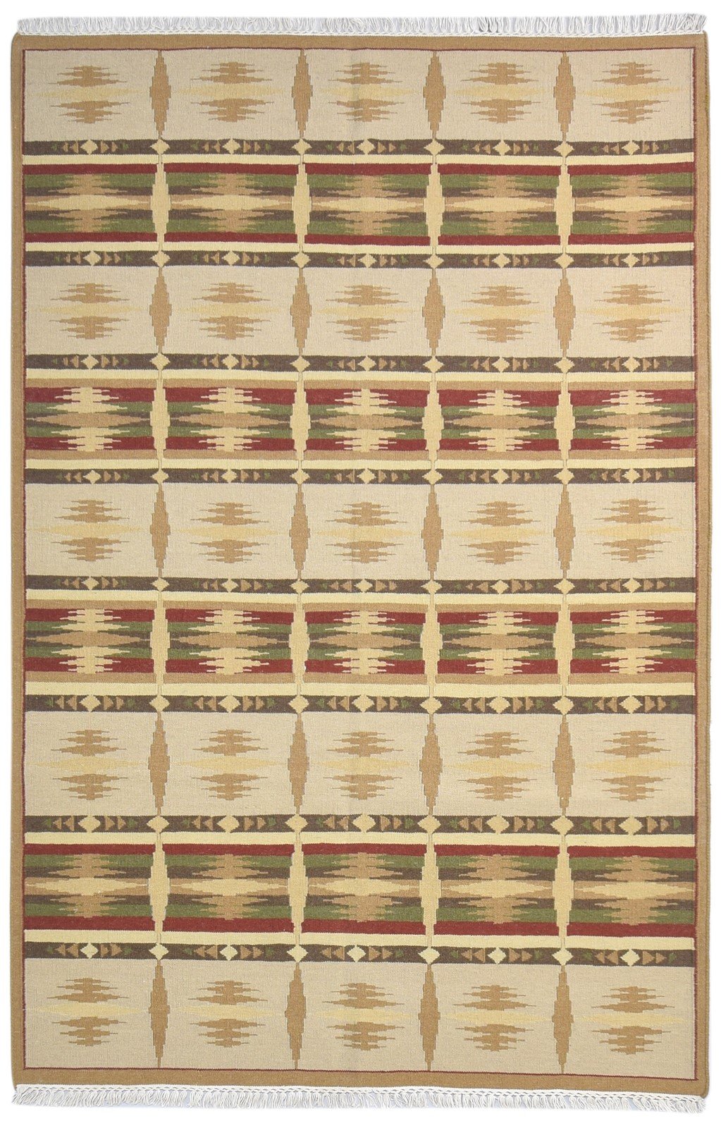 5' X 8' Rug Wool Beige Persian Dhurrie Southwestern Tribal Room Size Carpet 7865193103509