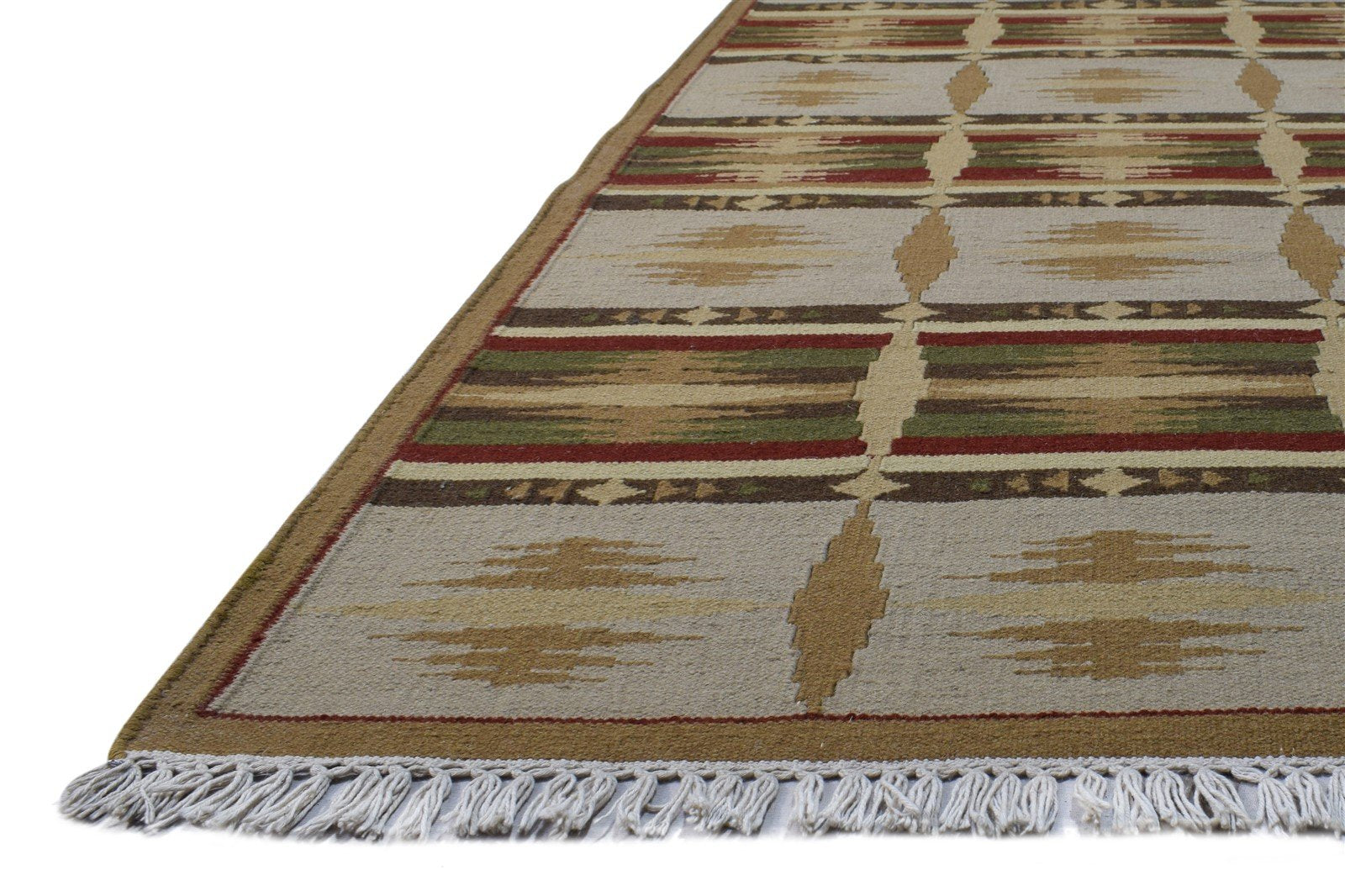 5' X 8' Rug Wool Beige Persian Dhurrie Southwestern Tribal Room Size Carpet 7865193103509