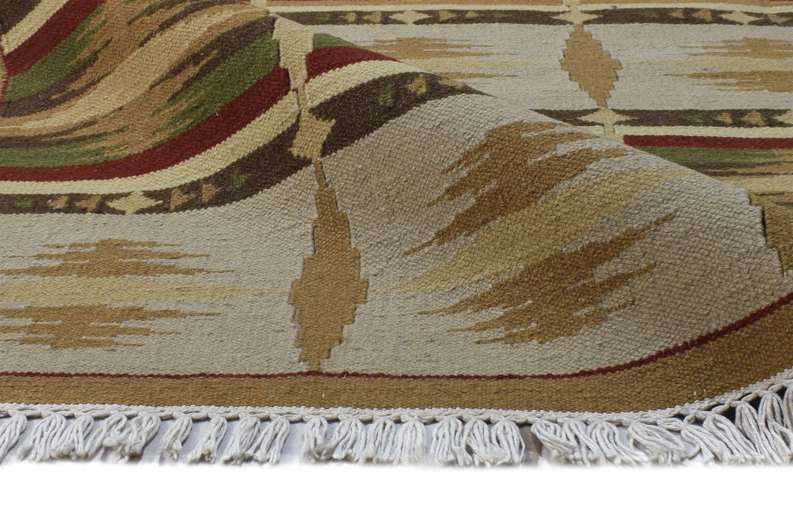 5' X 8' Rug Wool Beige Persian Dhurrie Southwestern Tribal Room Size Carpet 7865193103509