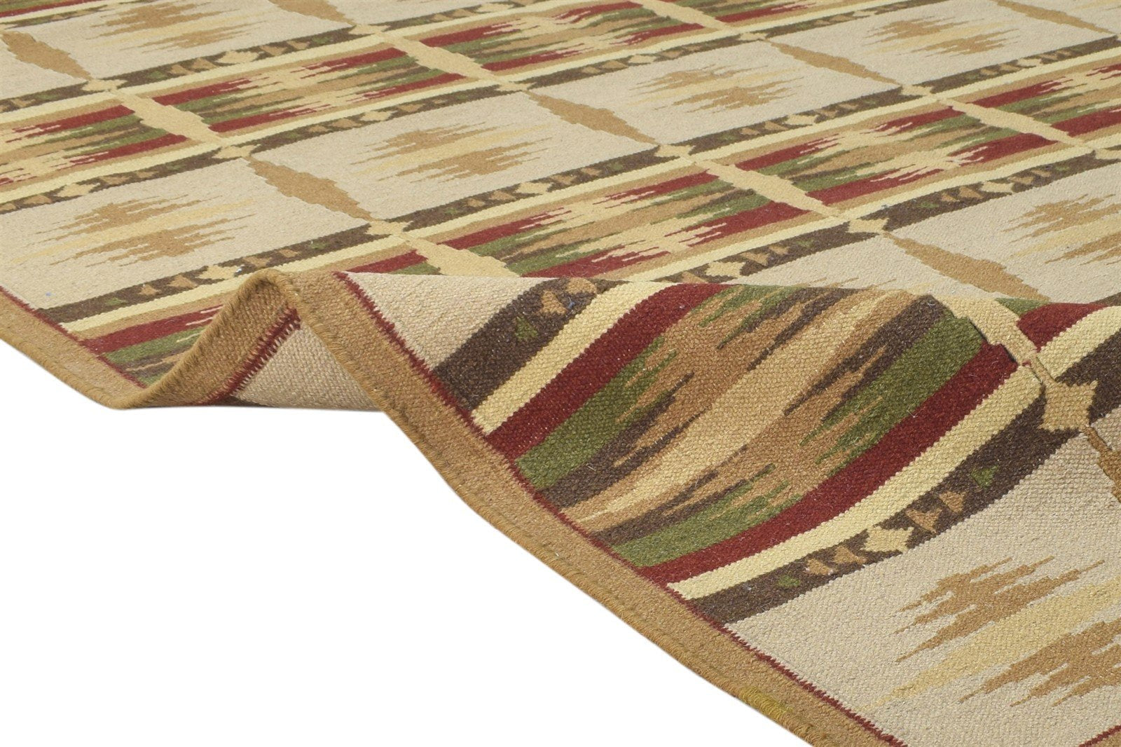 5' X 8' Rug Wool Beige Persian Dhurrie Southwestern Tribal Room Size Carpet 7865193103509