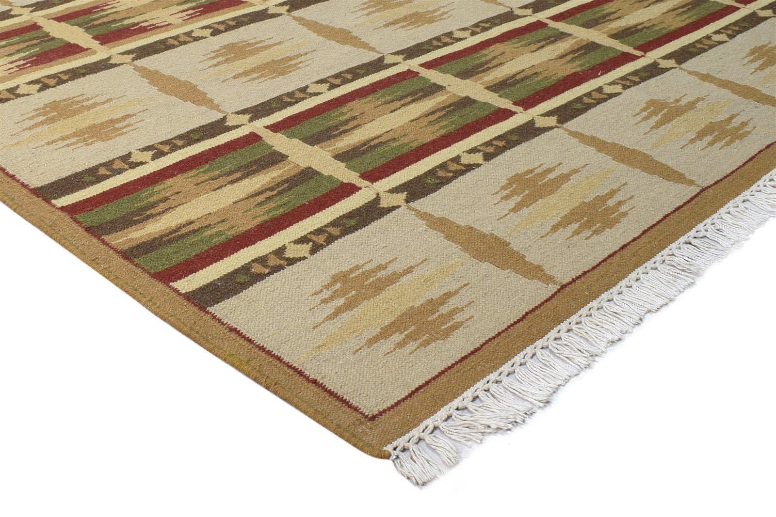 5' X 8' Rug Wool Beige Persian Dhurrie Southwestern Tribal Room Size Carpet 7865193103509