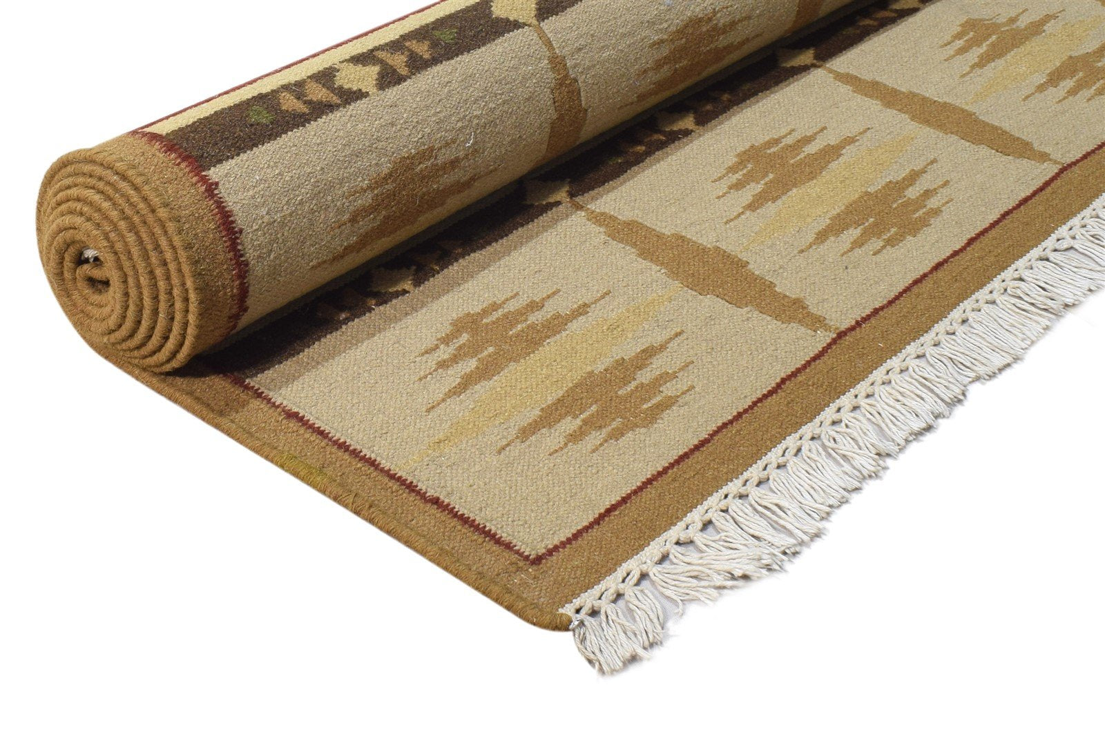 5' X 8' Rug Wool Beige Persian Dhurrie Southwestern Tribal Room Size Carpet 7865193103509