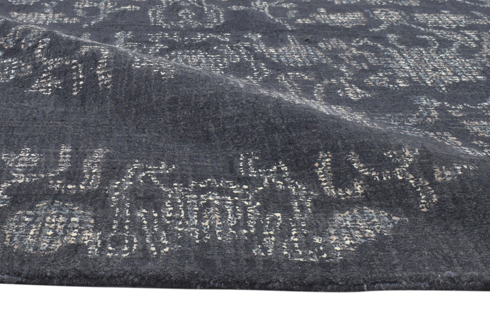 5' X 8' Rug Wool Black Erased Hand Tufted Oushak Floral Room Size Carpet 7864095408277