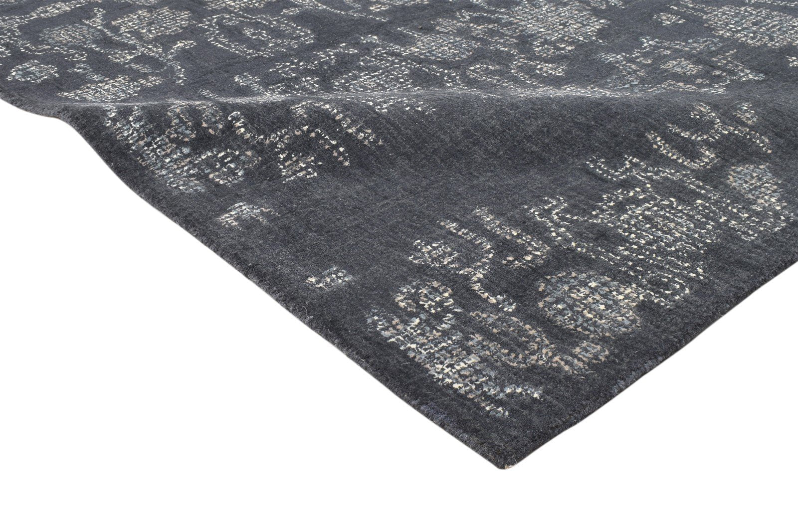 5' X 8' Rug Wool Black Erased Hand Tufted Oushak Floral Room Size Carpet 7864095408277