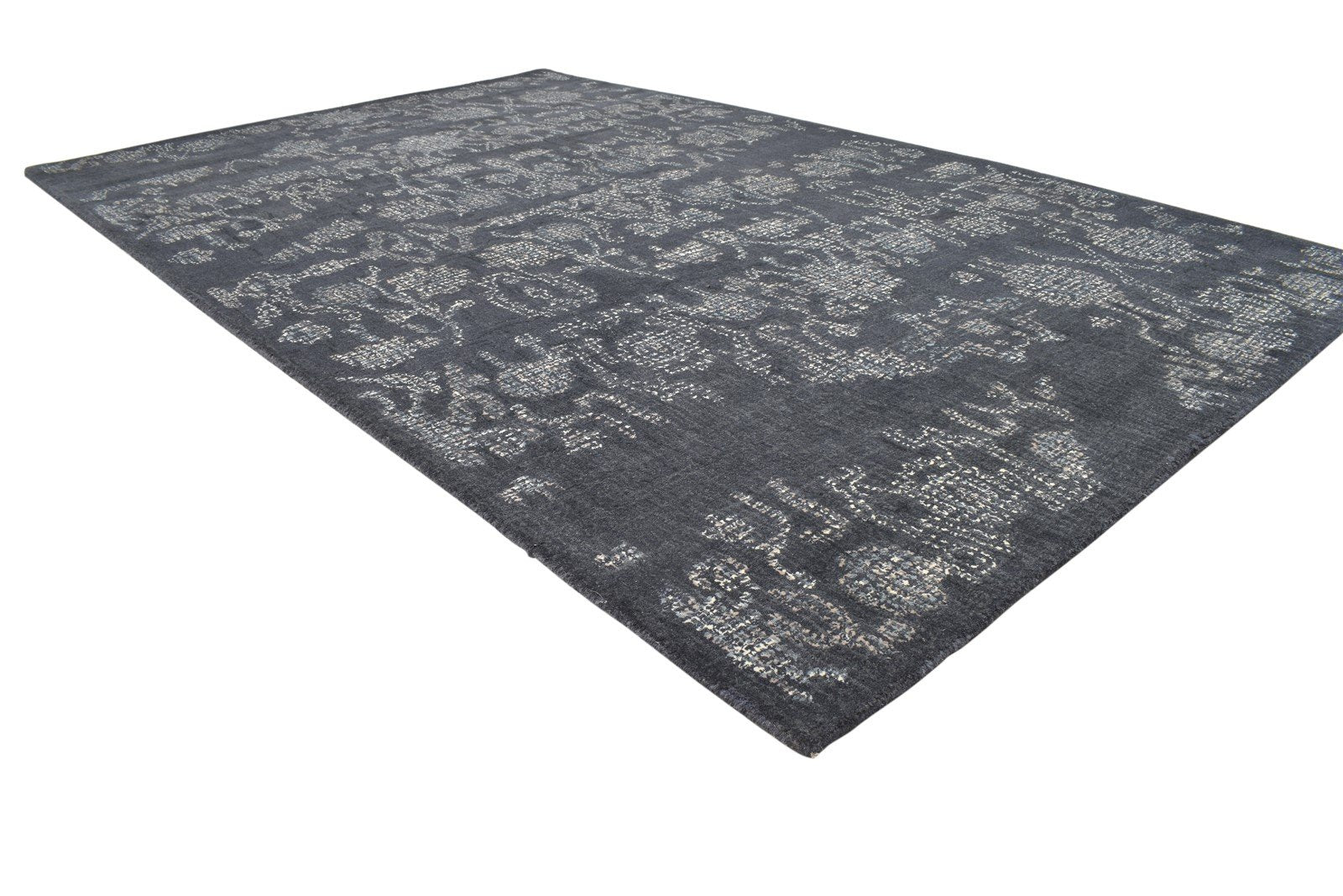 5' X 8' Rug Wool Black Erased Hand Tufted Oushak Floral Room Size Carpet 7864095408277