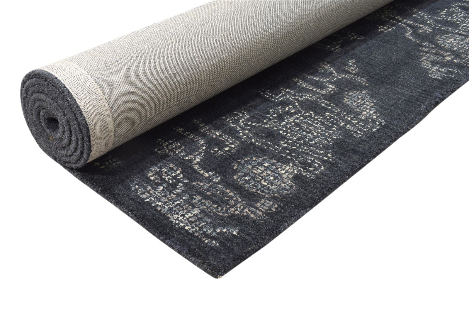 5' X 8' Rug Wool Black Erased Hand Tufted Oushak Floral Room Size Carpet 7864095408277