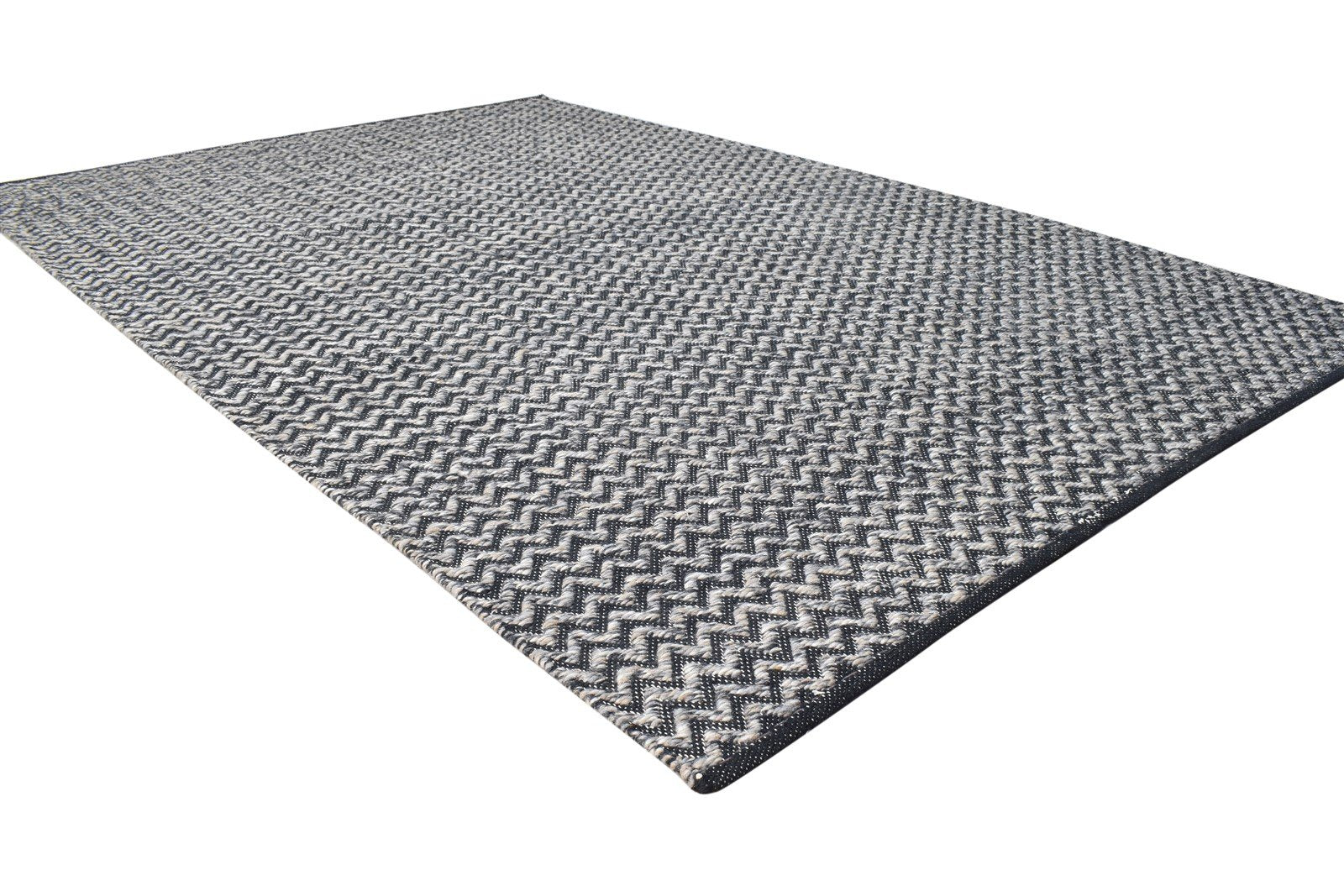 5' X 8' Rug Wool Black Modern Dhurrie Scandinavian Chevron Room Size Carpet 7865128059029
