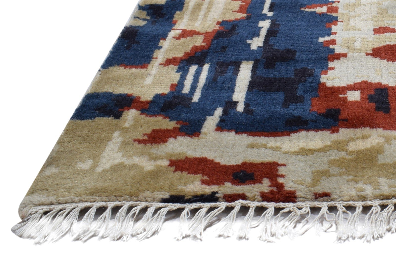 5' X 8' Rug Wool Black Modern Hand Knotted Agra Abstract Room Size Carpet 7864087969941