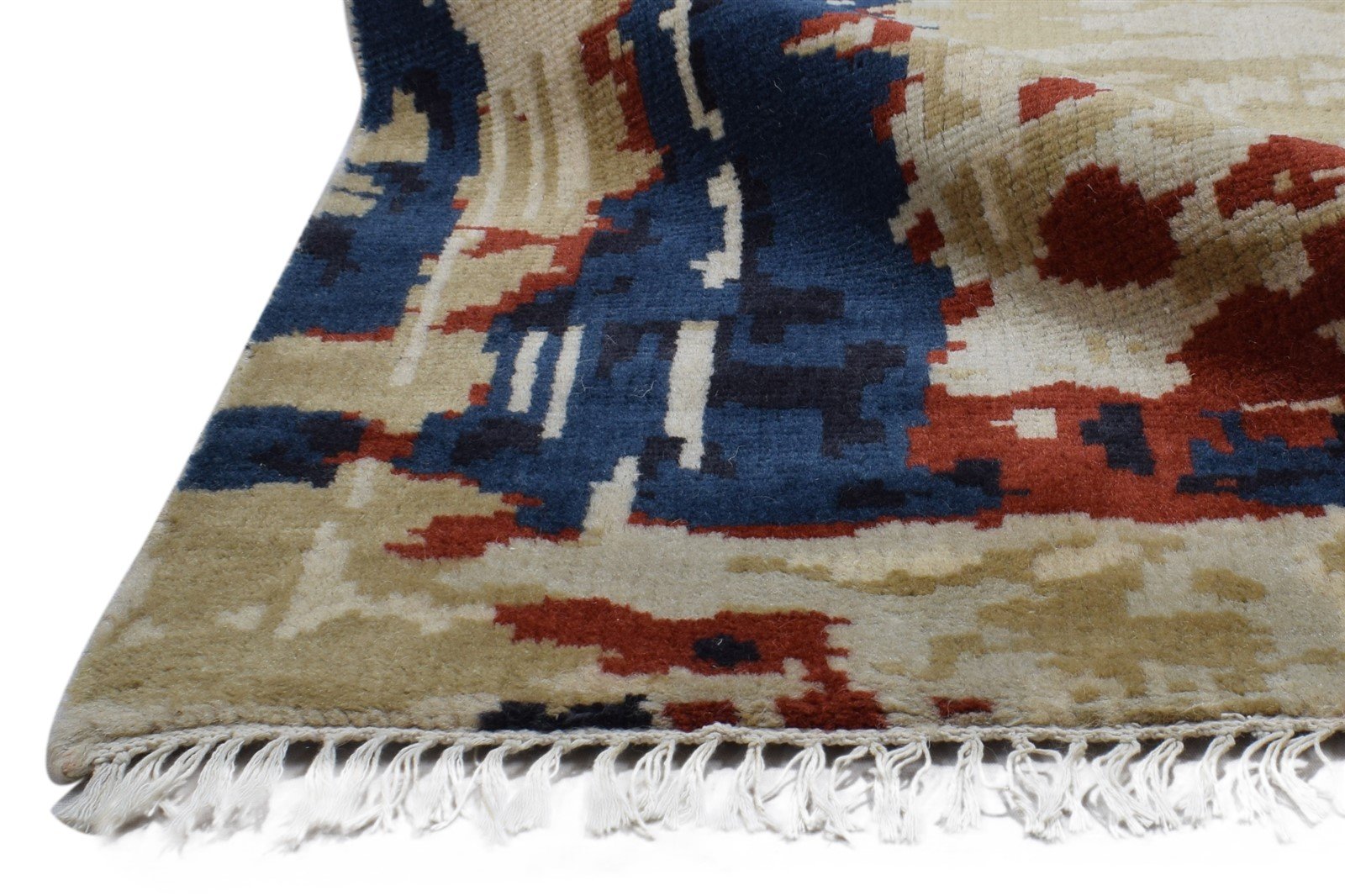 5' X 8' Rug Wool Black Modern Hand Knotted Agra Abstract Room Size Carpet 7864087969941