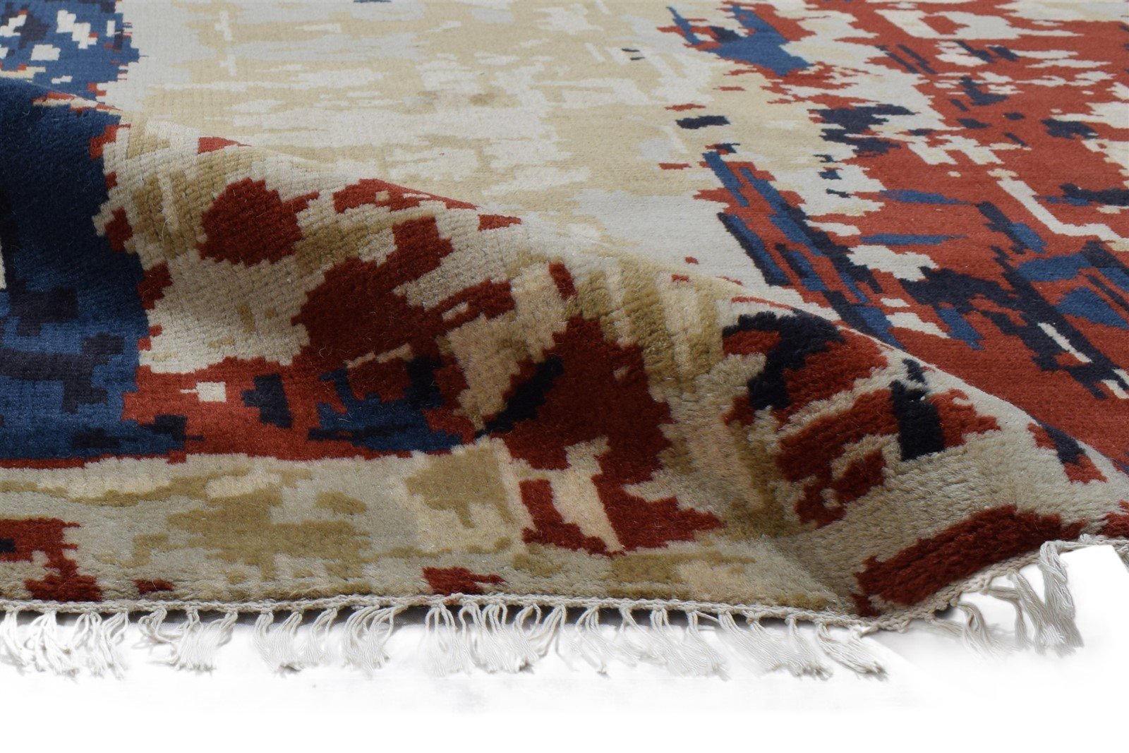 5' X 8' Rug Wool Black Modern Hand Knotted Agra Abstract Room Size Carpet 7864087969941