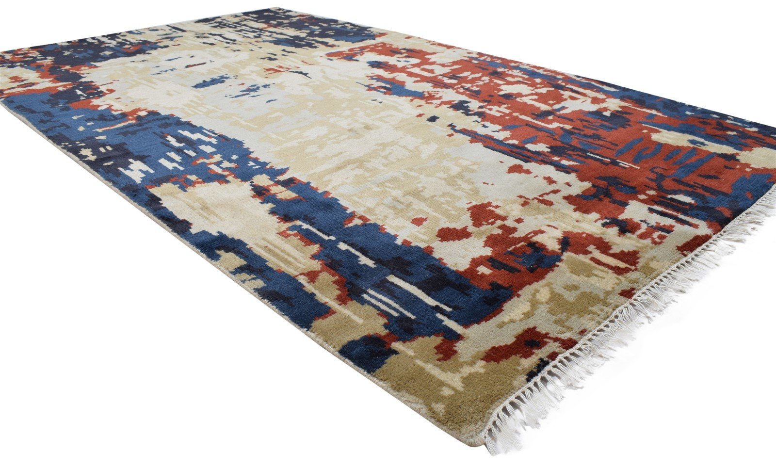 5' X 8' Rug Wool Black Modern Hand Knotted Agra Abstract Room Size Carpet 7864087969941