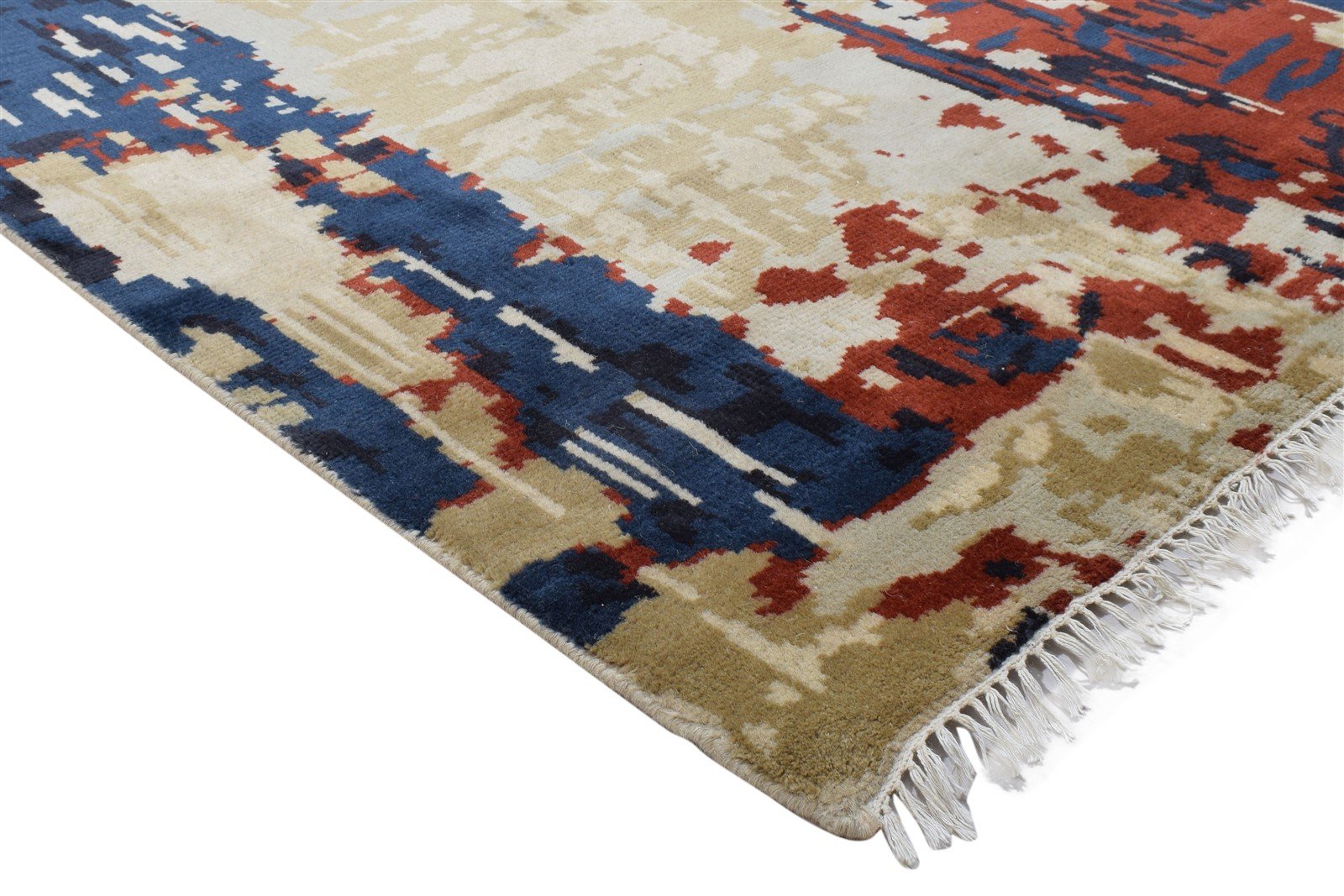 5' X 8' Rug Wool Black Modern Hand Knotted Agra Abstract Room Size Carpet 7864087969941