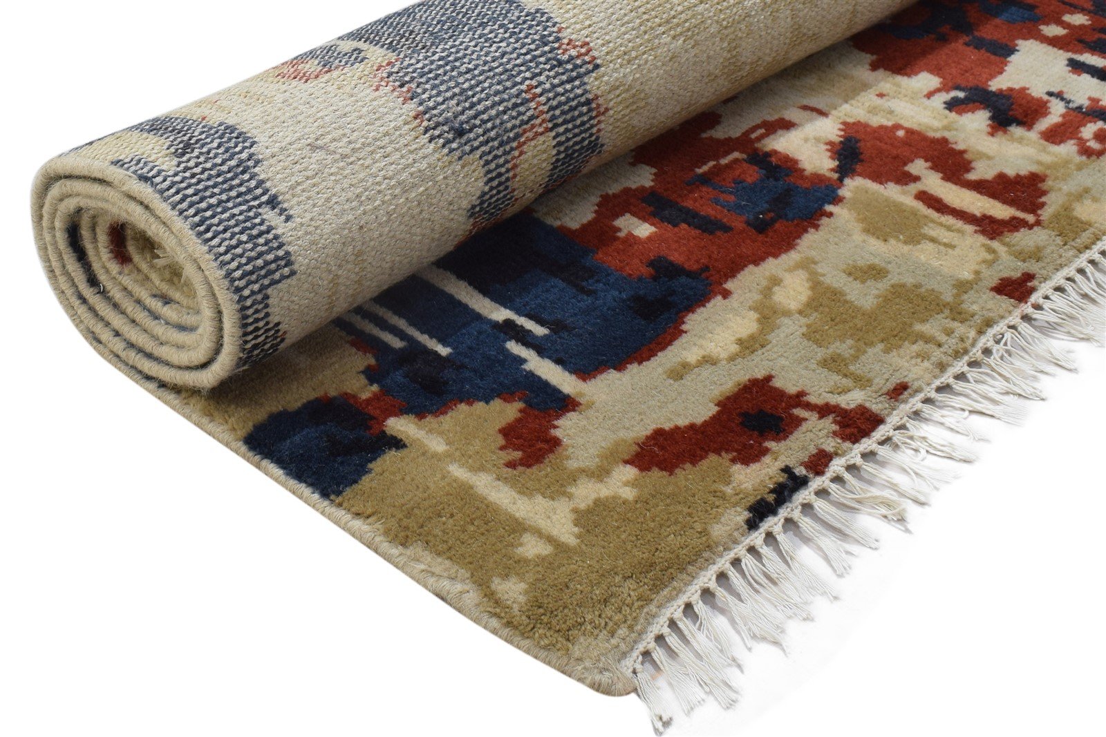 5' X 8' Rug Wool Black Modern Hand Knotted Agra Abstract Room Size Carpet 7864087969941