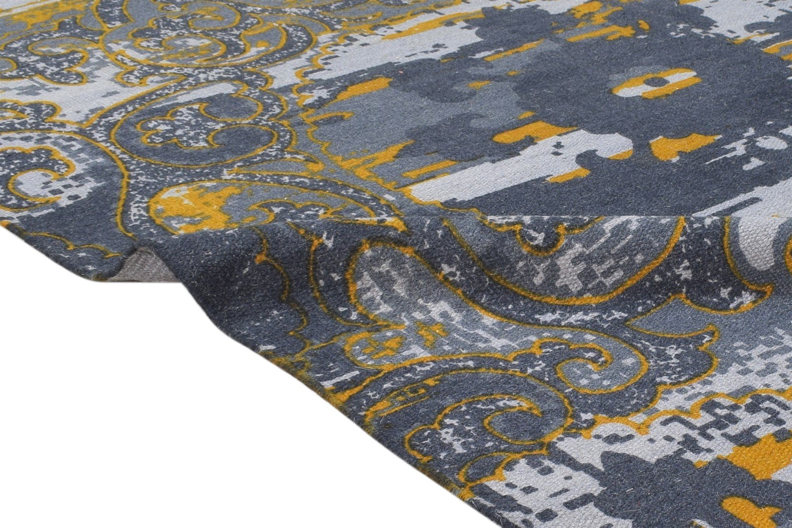 5' X 8' Rug Wool Blue Modern Dhurrie Bohemian Abstract Room Size Carpet 7865192251541