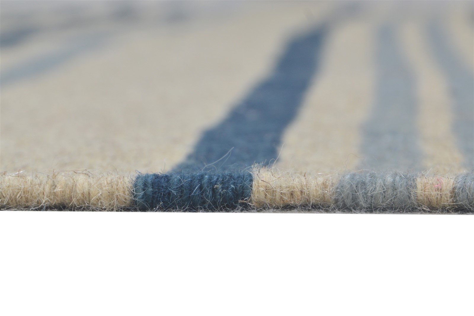 5' X 8' Rug Wool Blue Modern Dhurrie Scandinavian Striped Room Size Carpet 7865189728405