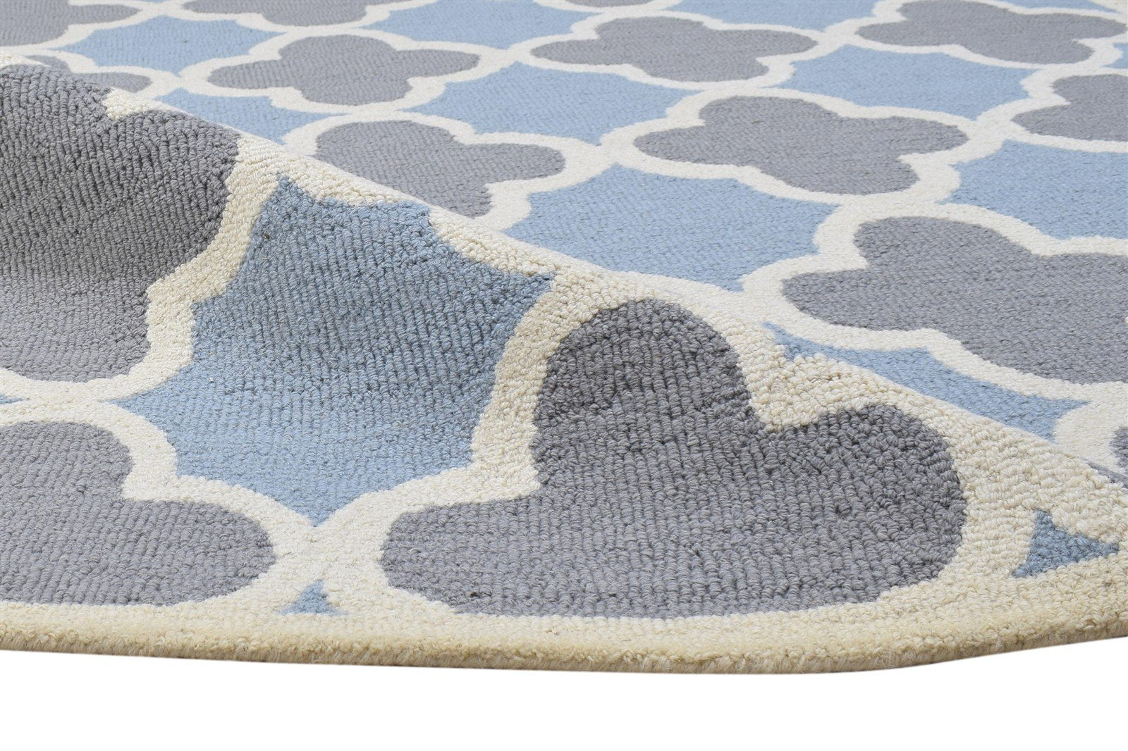 5' X 8' Rug Wool Blue Modern Hand Tufted Moroccan Trellis Room Size Carpet 7864277762197