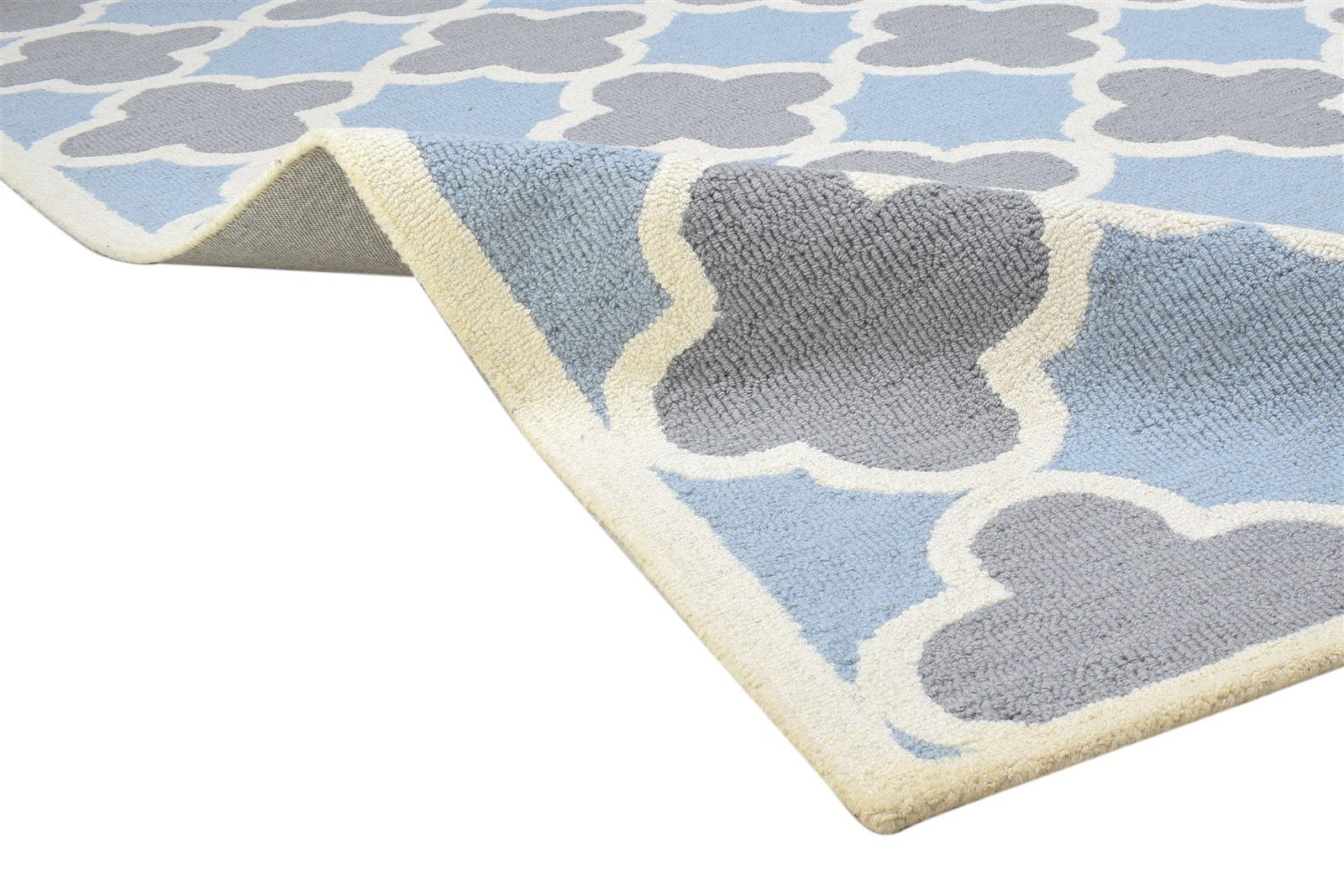 5' X 8' Rug Wool Blue Modern Hand Tufted Moroccan Trellis Room Size Carpet 7864277762197
