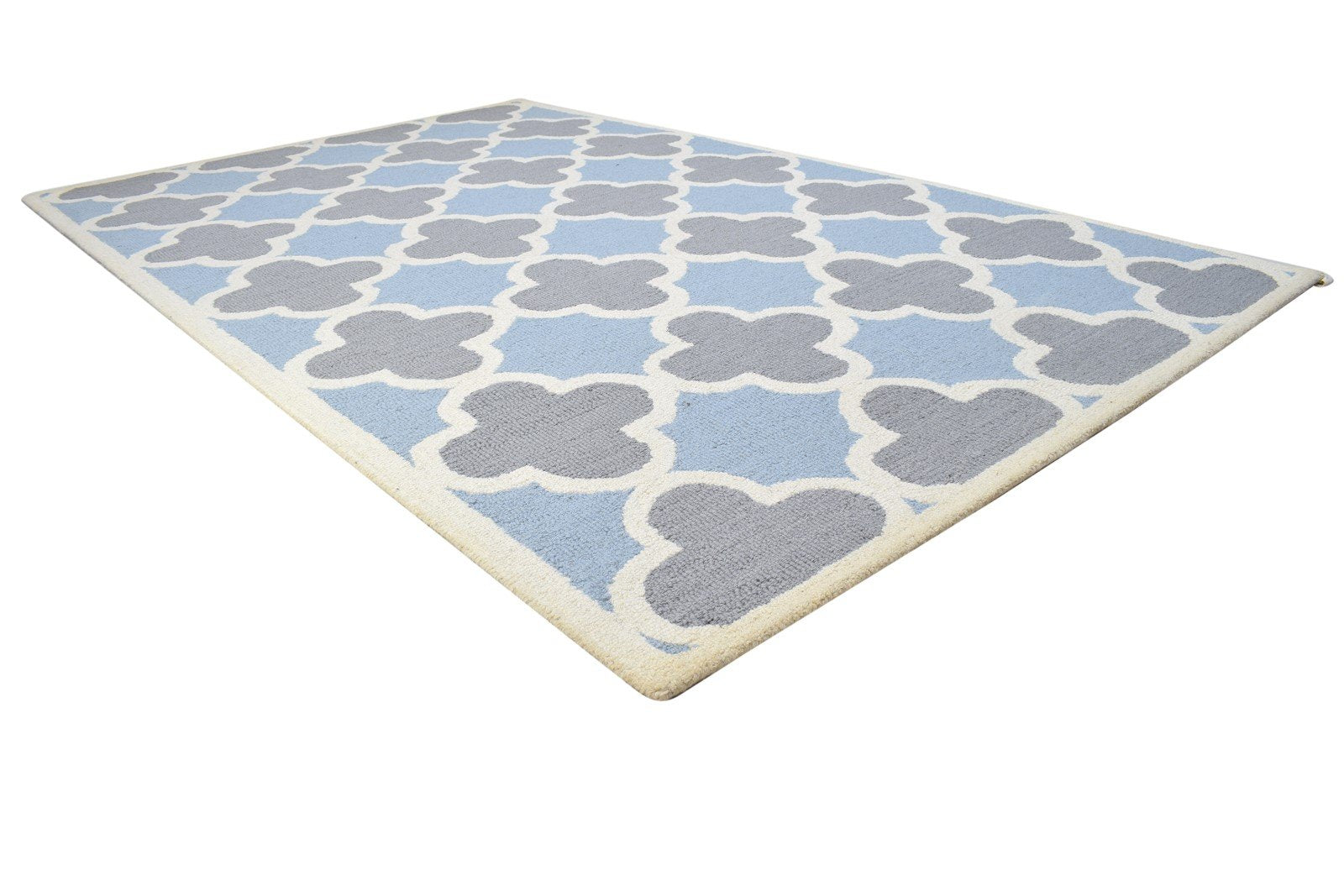 5' X 8' Rug Wool Blue Modern Hand Tufted Moroccan Trellis Room Size Carpet 7864277762197